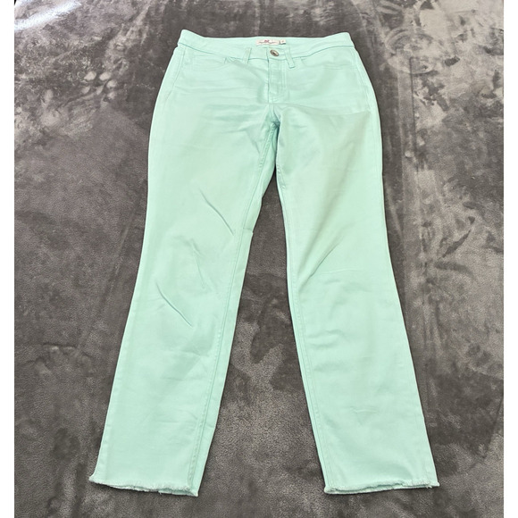 Vineyard Vines Jeans Women’s 27 Mint Green Mid-Rise Raw Hem Denim Pants - Picture 1 of 12